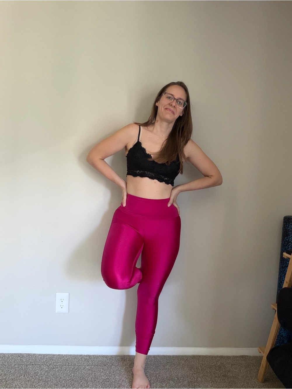 Athleta High-Waist Shiny Magenta Leggings